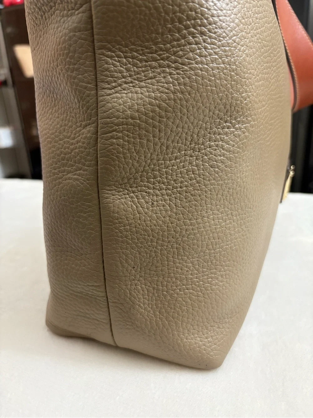 Dooney & Bourne Large Taupe Pebble Leather Hobo Handbag